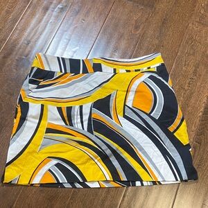 Loudmouth Skort Geometric Multicolor Yellow Black Orange White Grey Size 6